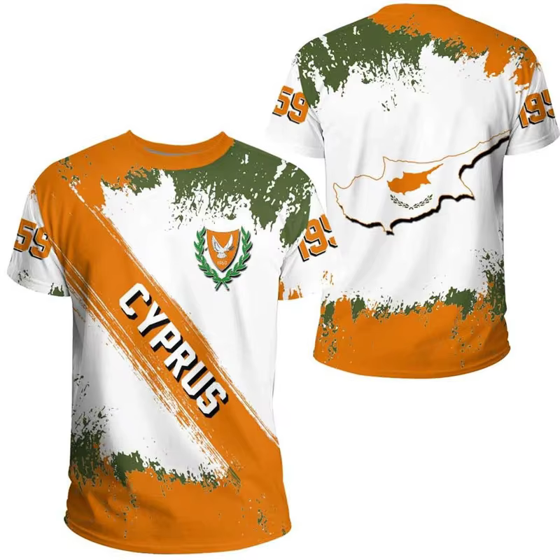 Mode Chypre Drapeau Graphique Football T-shirts D'été Décontracté Col rond 3D Emblème National Imprimé