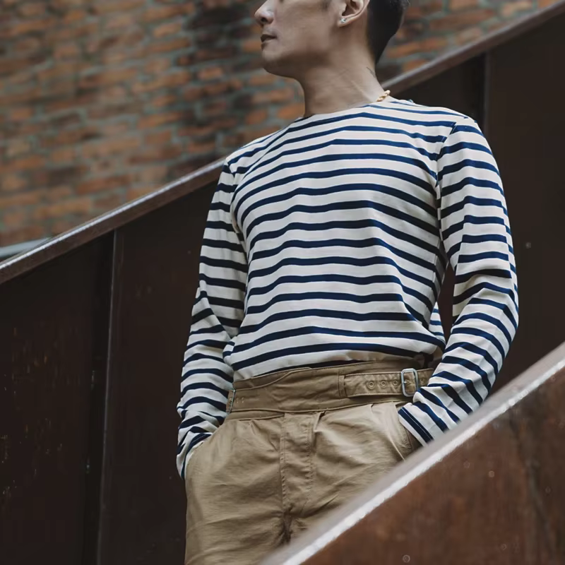 Bronson Sailor's Chemise rayée Vintage Mode Breton Col bateau T-shirt à manches longues