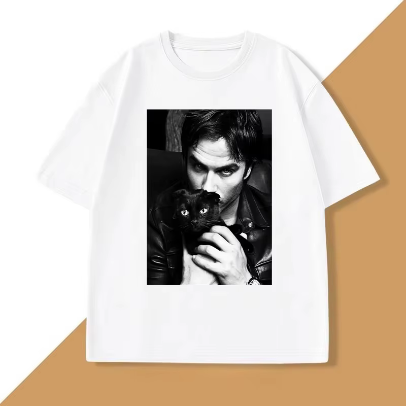 Damon Salvatore TV drame chat graphique t-shirt pour femmes vêtements rétro gothique hauts manches Harajuku