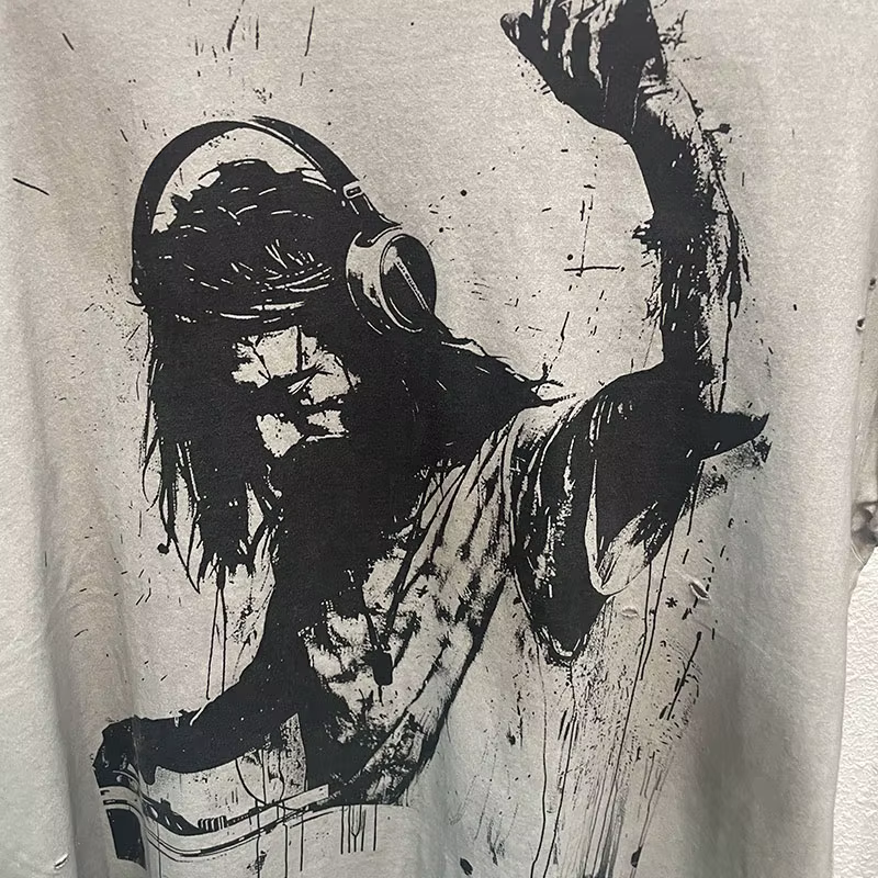 High Street sale endommagé trou dieu est un DJ débardeurs hommes femmes surdimensionné Saint manches-coupées T-Shirt