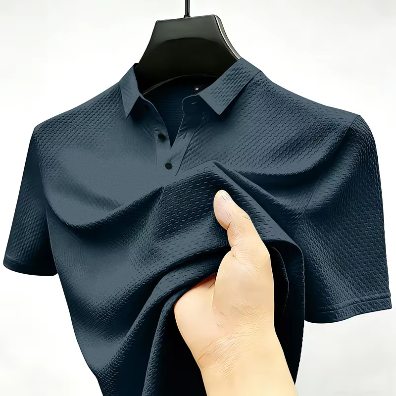 Polo sportif à manches courtes pour homme avec texture gaufrée