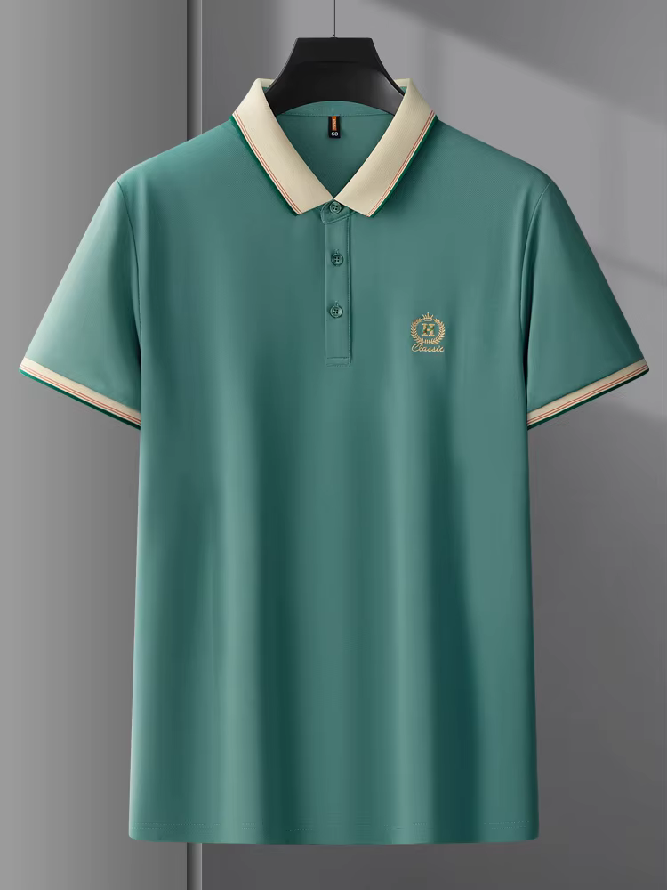 Paul's T-shirt d'été à manches courtes pour homme avec col ajusté et polo brodé