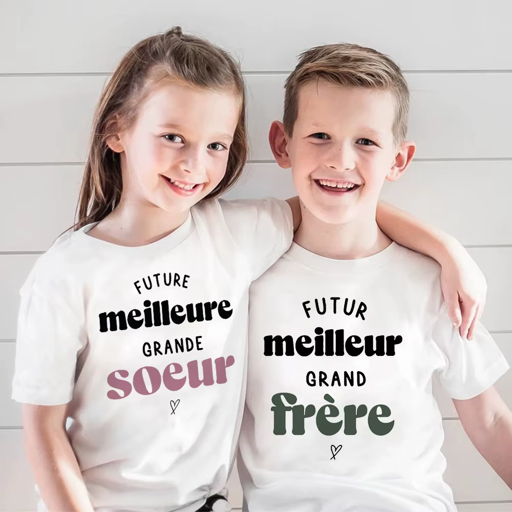 Future grande sœur grand frère ami imprimé chemise bébé annonce T-shirt garçons filles à manches courtes chemises