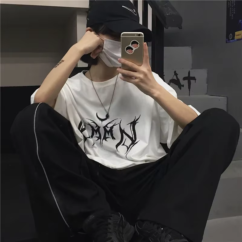Femmes T-shirt Hip-Hop lâche Punk lettre impression hauts