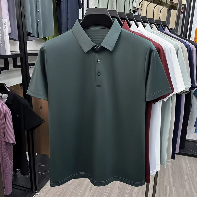 Polo en soie de mûrier pour hommes