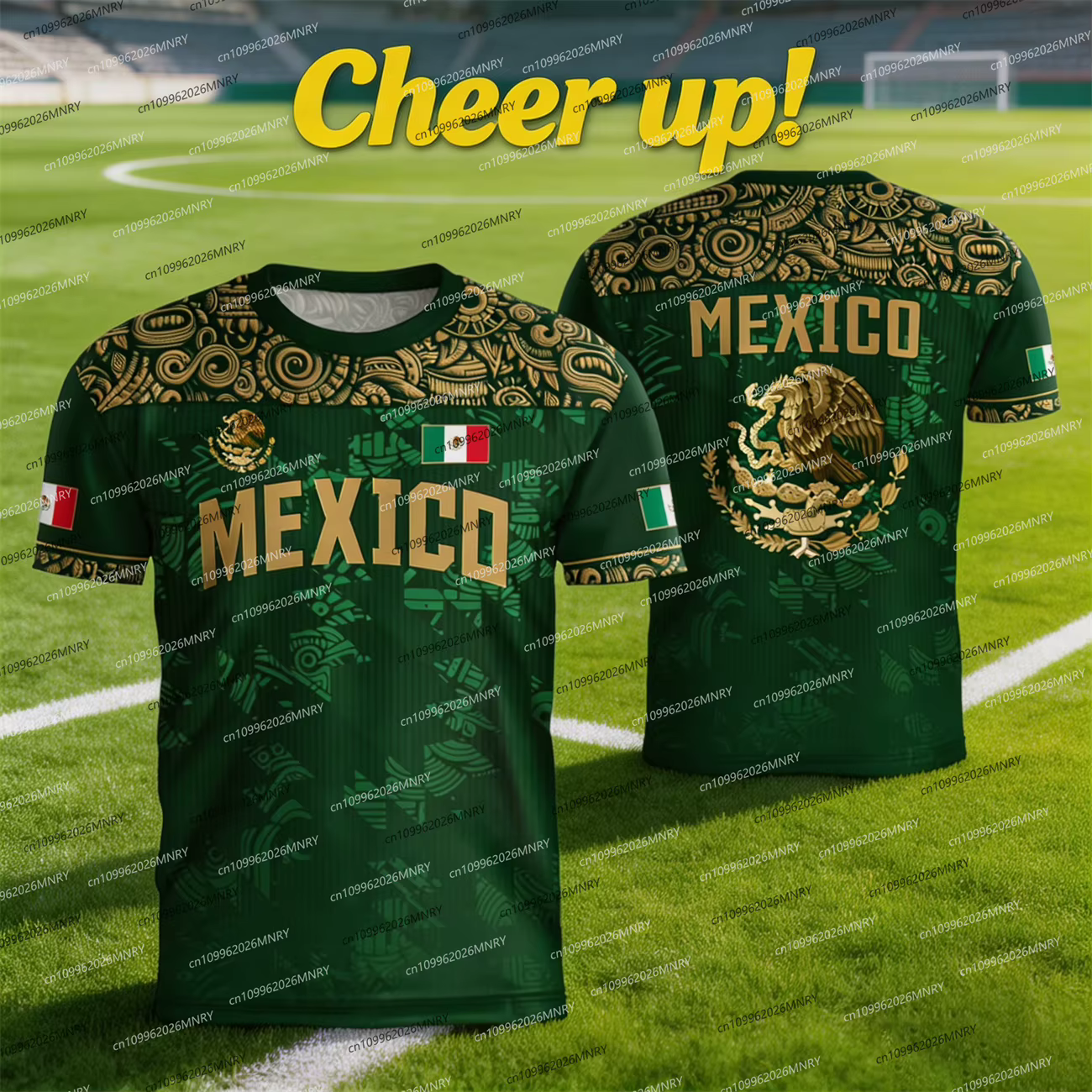 T-shirt imprimé drapeau national du Mexique pour hommes