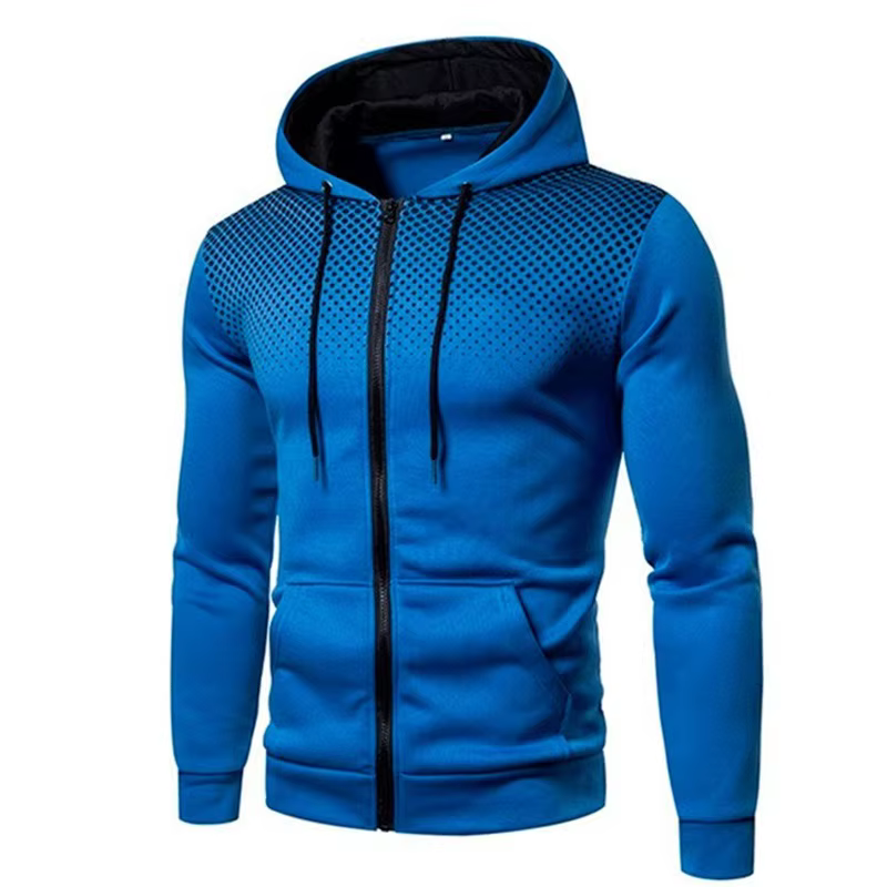 Sweat à capuche zippé pour hommes poche à pois imprimé