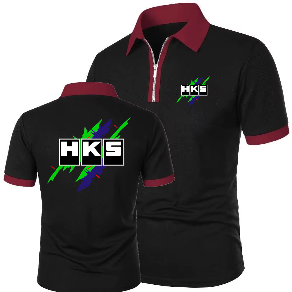 Polos HKS Power and Sportser contraste couleur hauts t-shirt Simple confortable léger à manches courtes