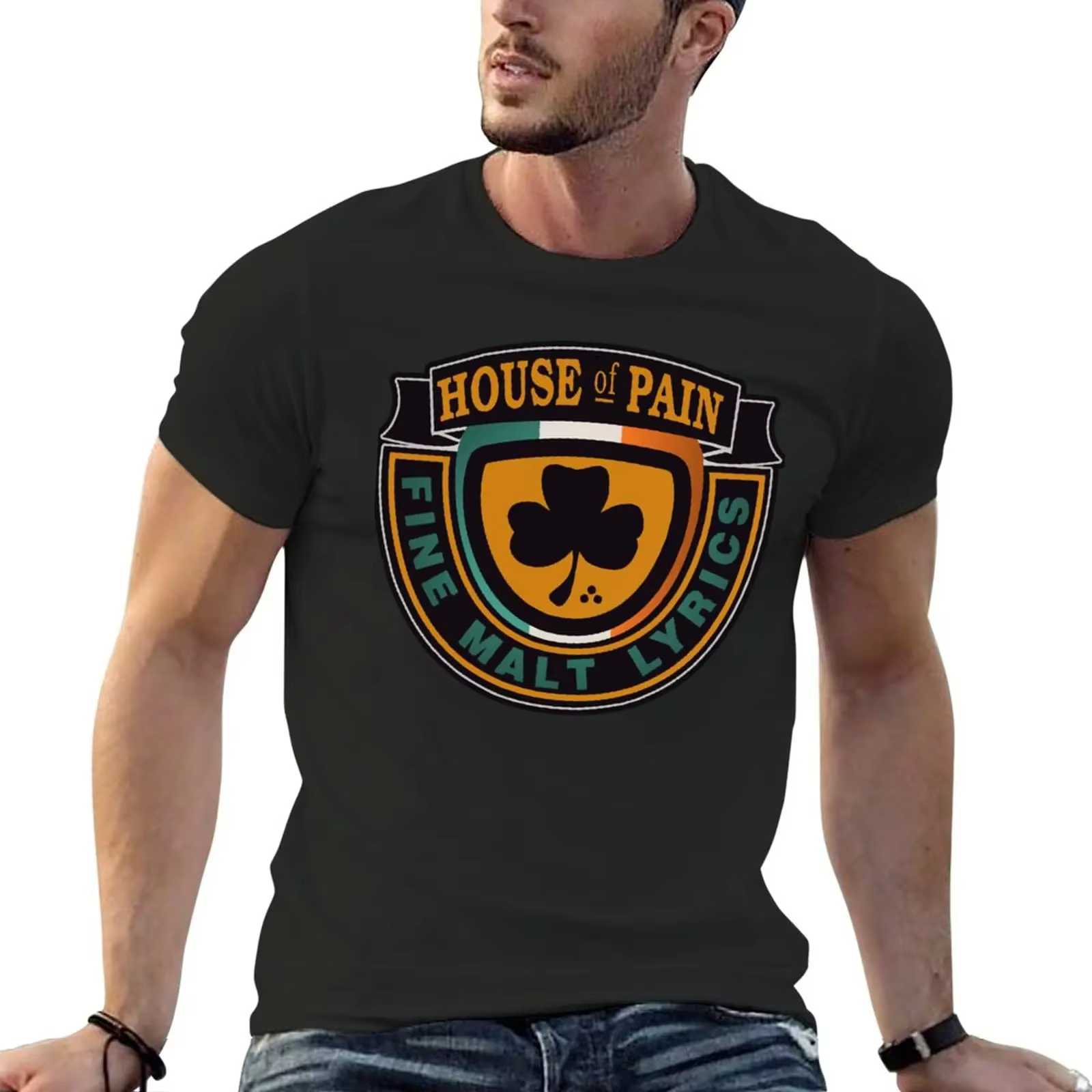 T-shirt grand et grand pour hommes, vêtements esthétiques noirs, House of oto