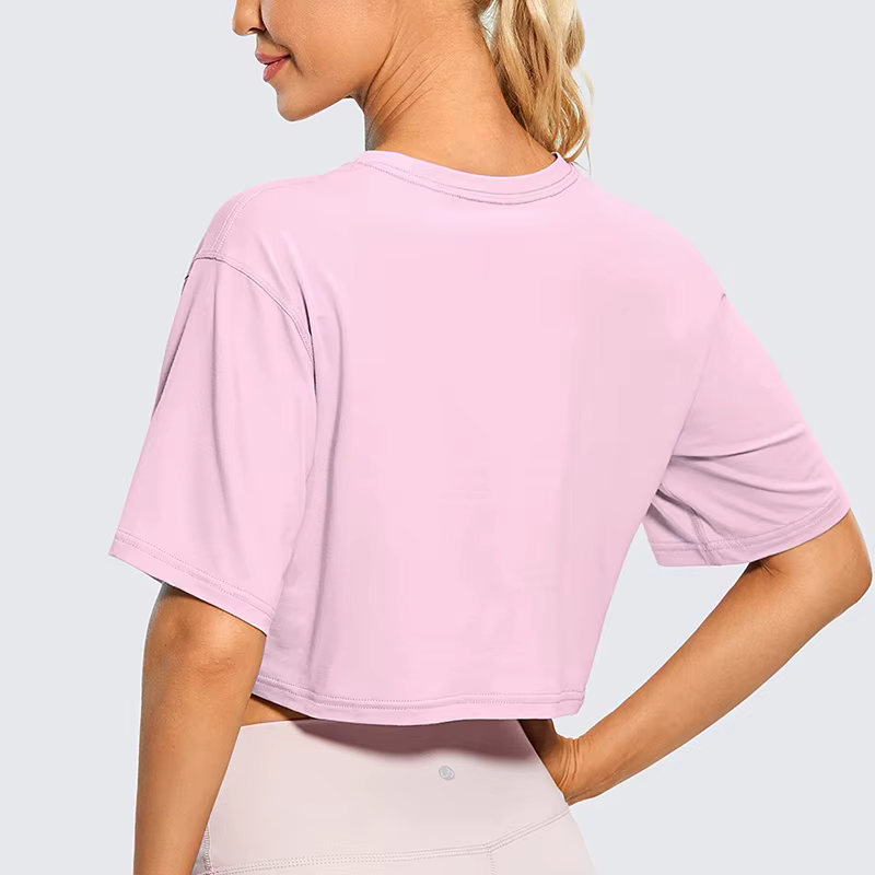 T-shirt court à col rond pour femme