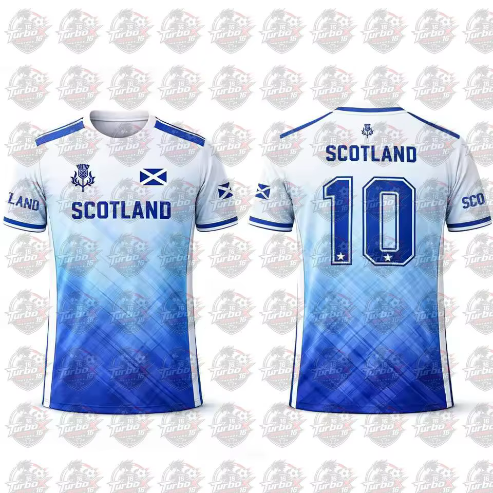 T-shirt imprimé drapeau écossais 2026 – Maillot de football respirant et à séchage rapide pour homme – Tenue d'entraînement quotidienne – Cadeau pour supporter