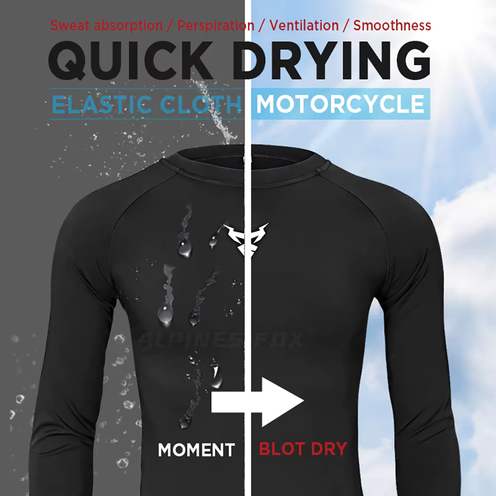 Moteur hommes t-shirt été respirant sous-vêtement thermique ensemble moto hiver chaud longs Johns Motocross chemises et hauts bas costume