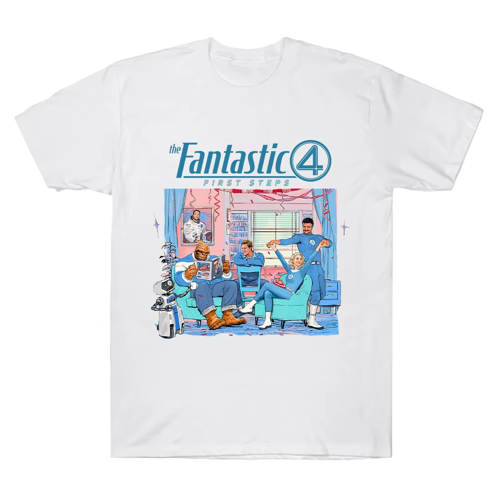 The Fantastic Four First Steps 2025 Movie T-shirt Men Women Cotton Tee Street Hip Hop Vintage Oversized Short Sleeve O-Neck Tops