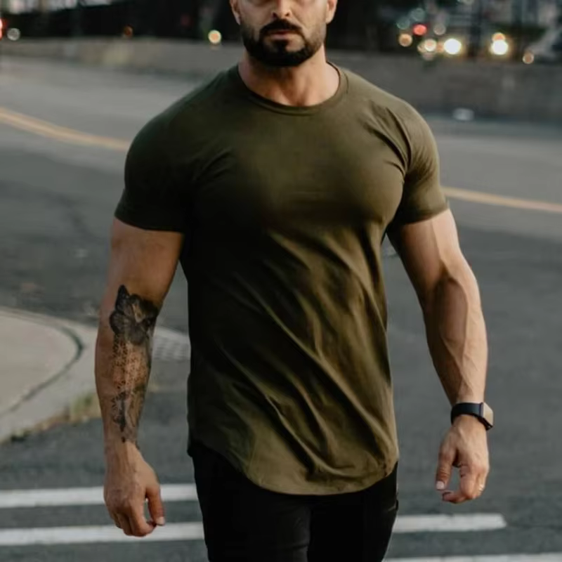Vêtements unis mode T-Shirt hommes coton respirant Fitness