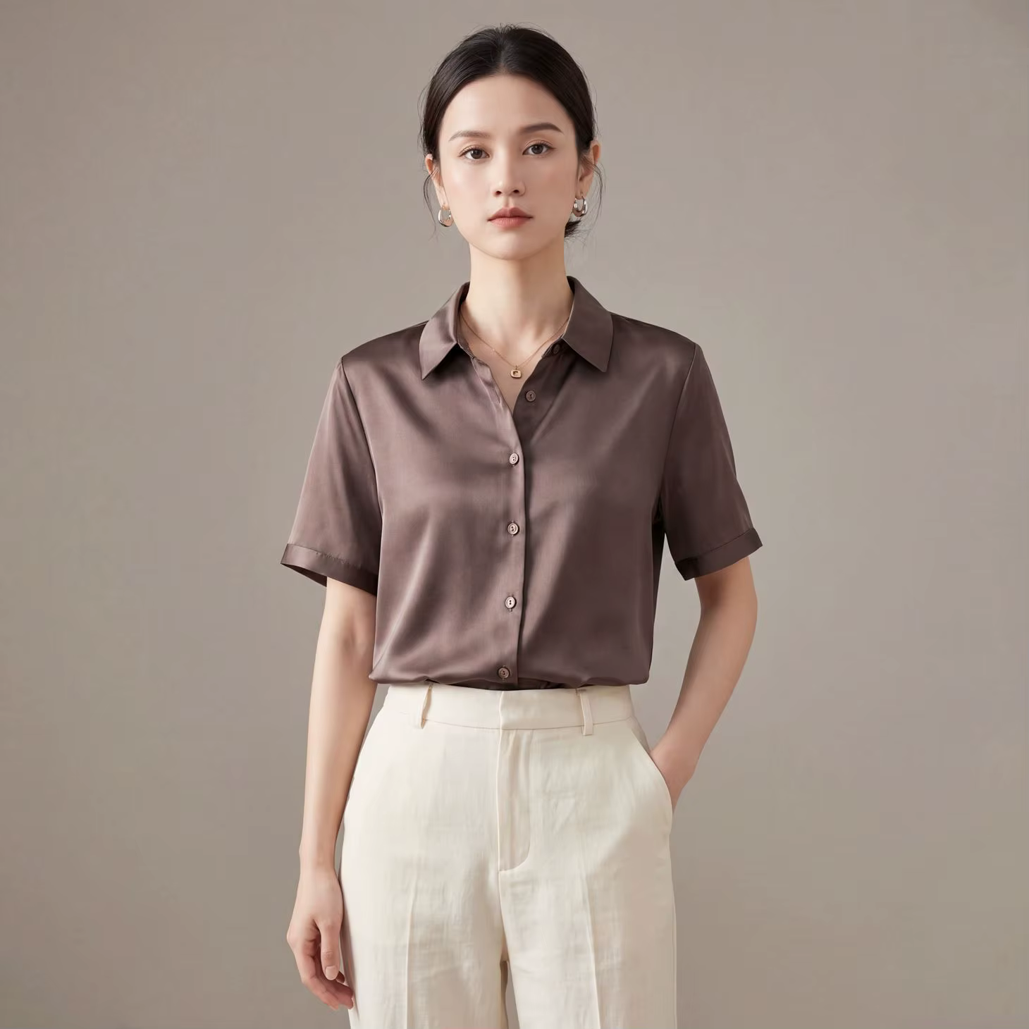 T-Shirt en soie de mûrier chemise à manches courtes pour femmes nouvelle
