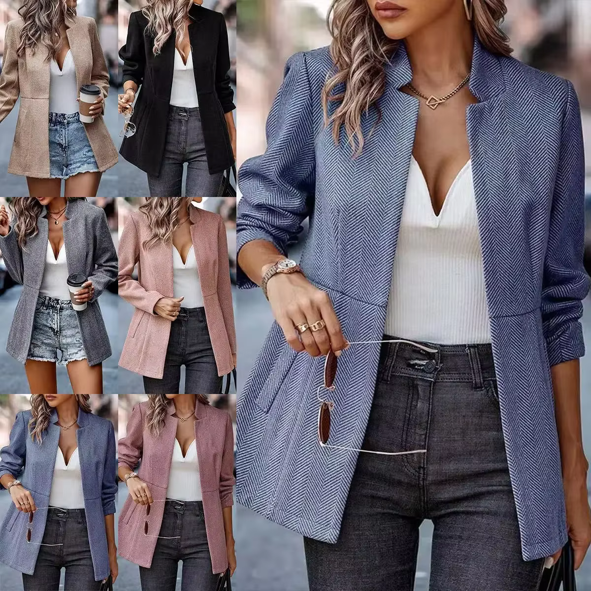 Cardigan ouvert en laine décontracté et tendance