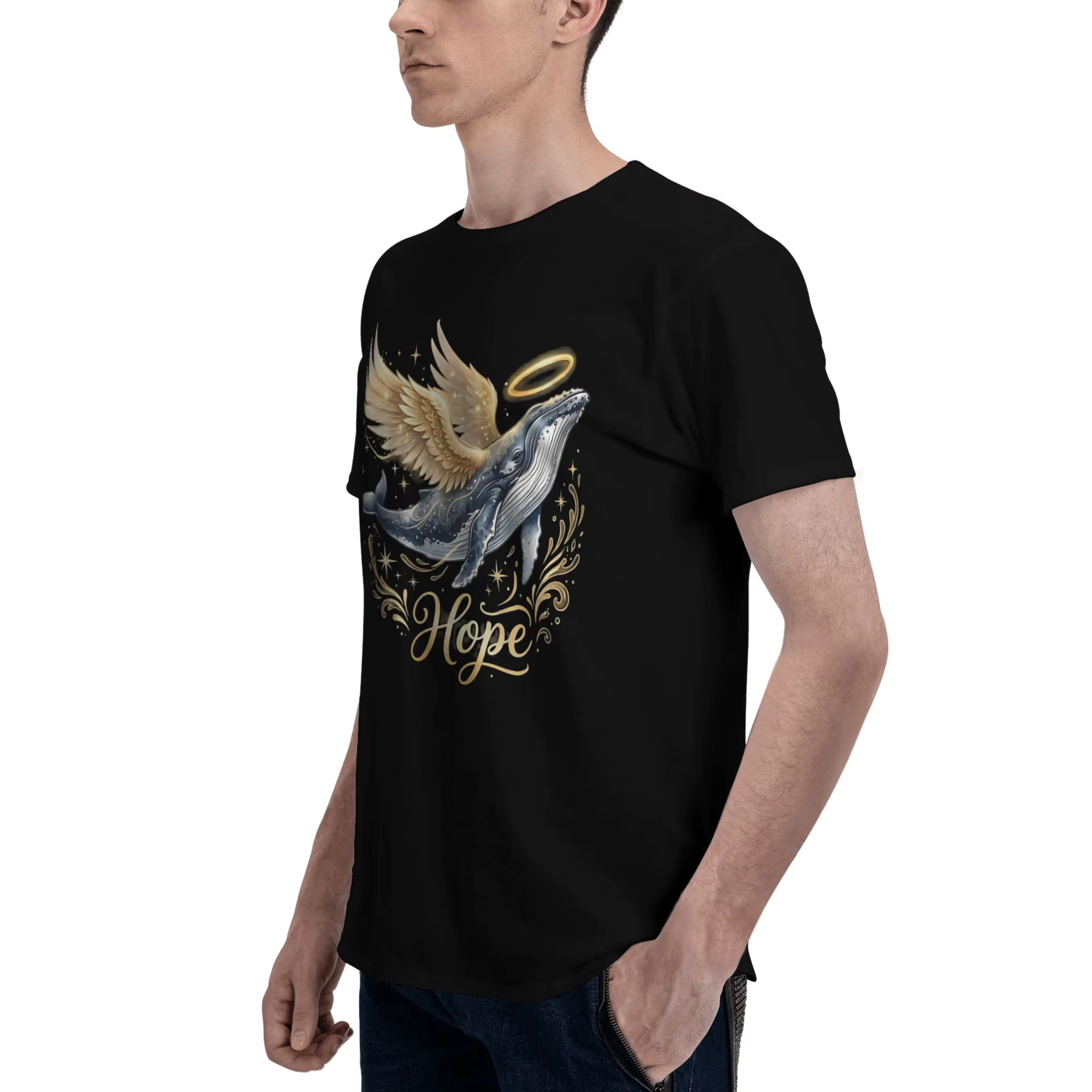 Timmy Hope Whale of Light buckelwal T-shirt pour hommes et femmes