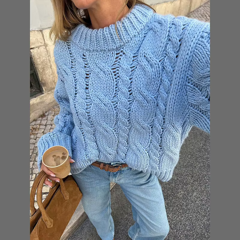 Pull à motif ample pour femme, couleur unie, manches longues, col rond, ample, décontracté, rue, début d'automne