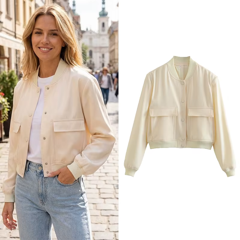 Willshela femmes mode solide Bomber vestes manteau avec poches col en v simple boutonnage manches longues femme Chic dame tenues