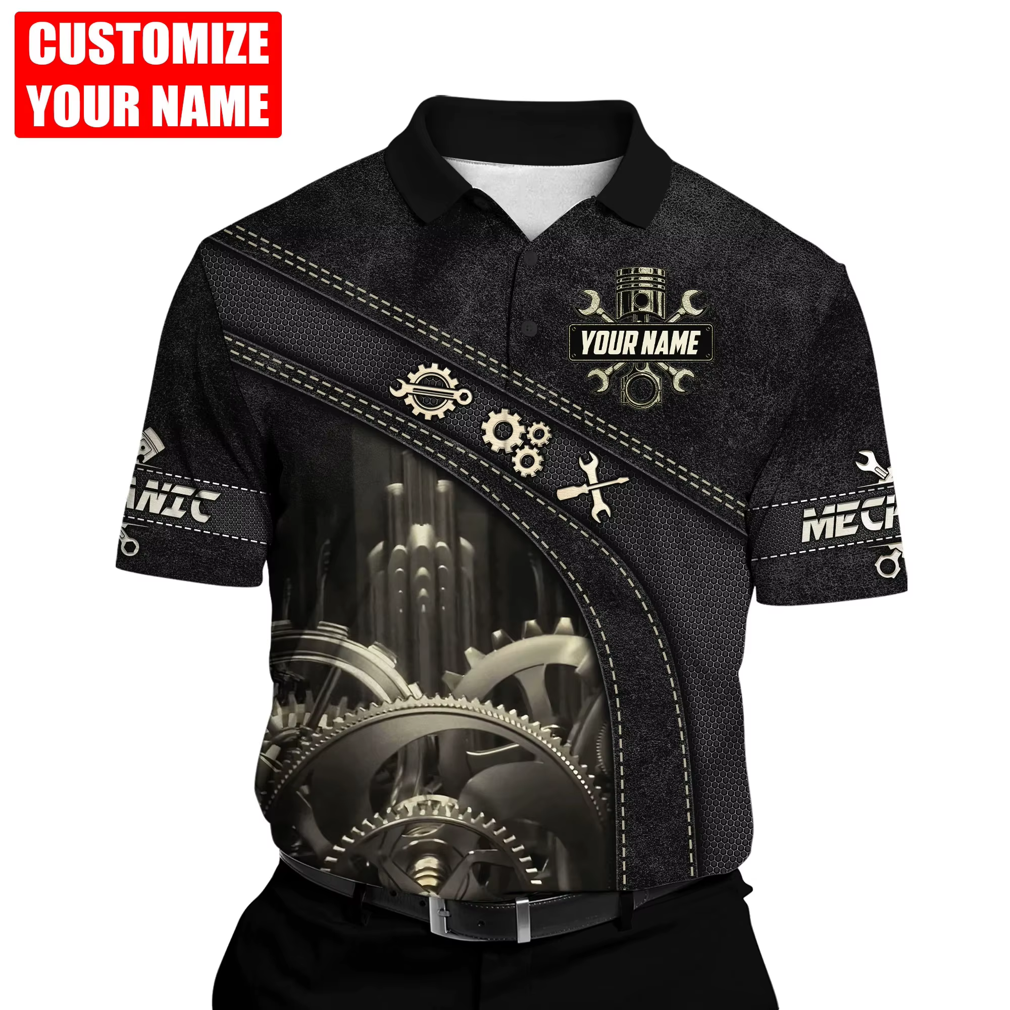 Polo à Manches Courtes avec Nom Personnalisé pour Homme