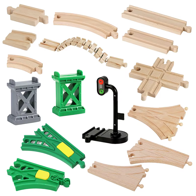 Accessoires de voie ferrée en bois de hêtre pour enfants, jouet d'assemblage, trafic de train Thomas, voiture, chemin de fer, cadeau BLOToy