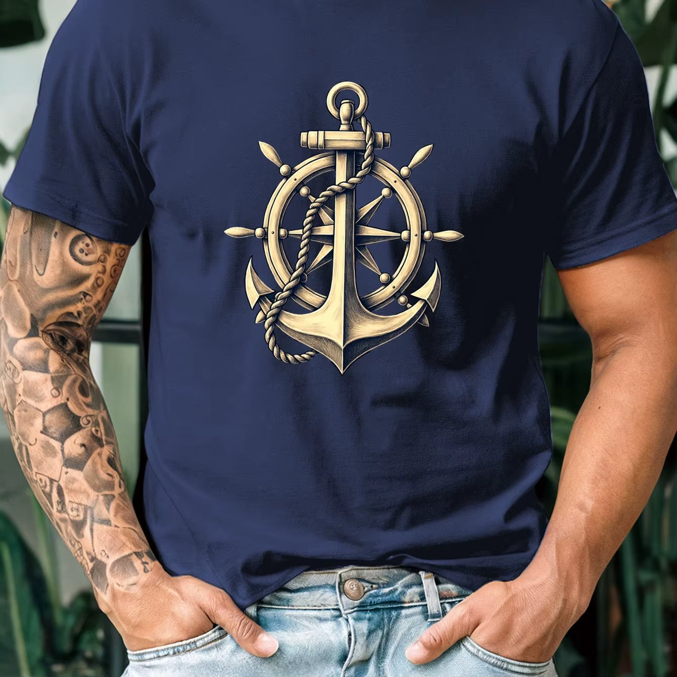 T-Shirt graphique ancre nautique pour hommes
