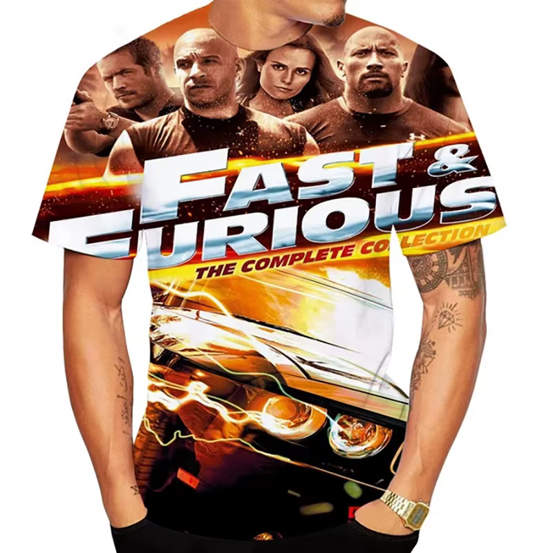 Mode rapide et furieux impression 3D T-Shirts hommes femmes col rond manches courtes t-shirt surdimensionné Y2K Harajuku