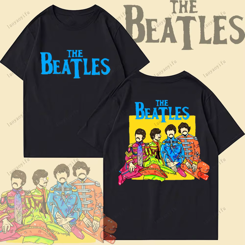 T-shirt The Beatles Black Rock Band pour hommes