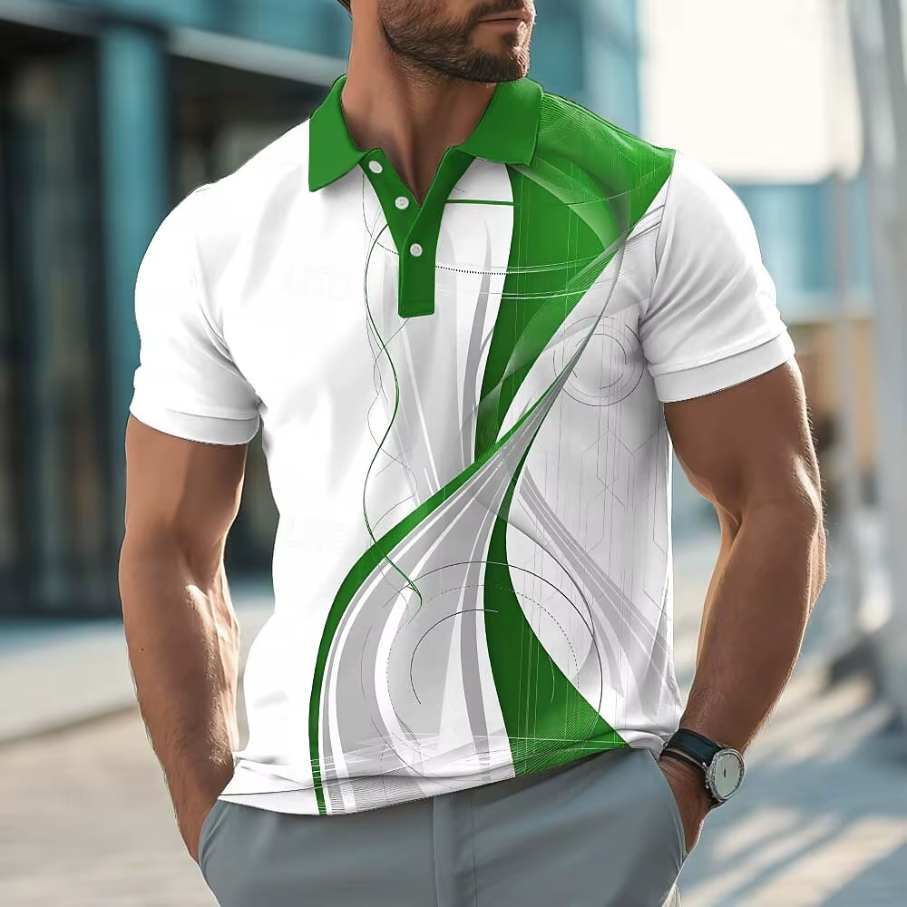 Chemises polo pour hommes à motifs géométriques