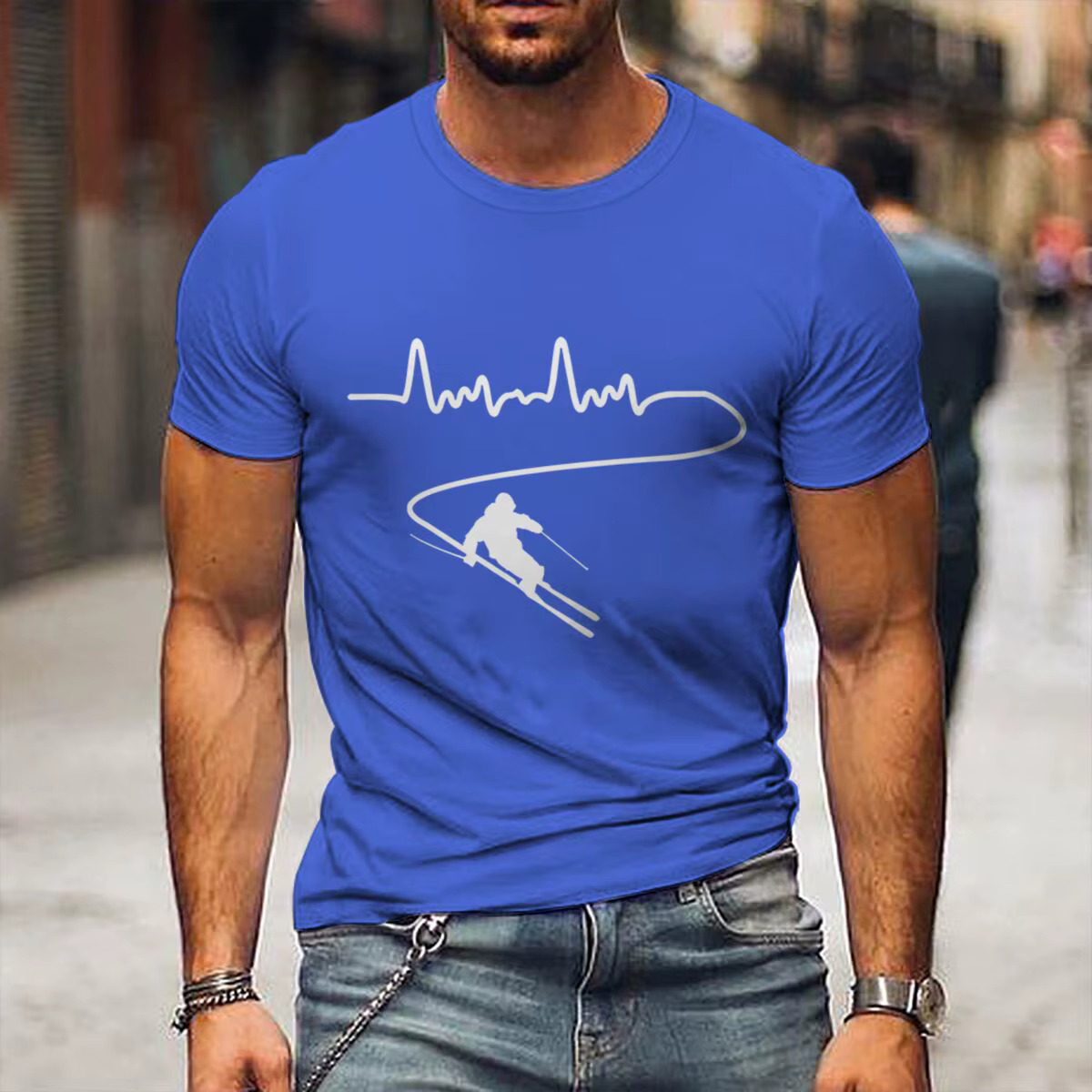 T-shirt lumineux pour homme à motif graphique Cœur battant