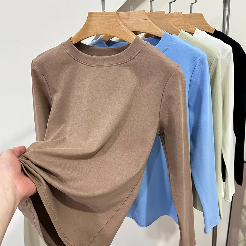 T-shirt en coton à manches longues pour femme