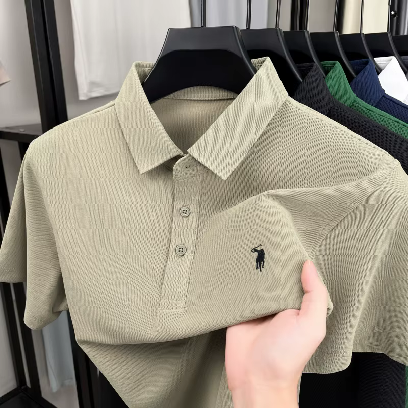Luxe marque Pony brodé chemise de polo à manches courtes pour hommes nouvelle modèle entreprise décontractée respirante