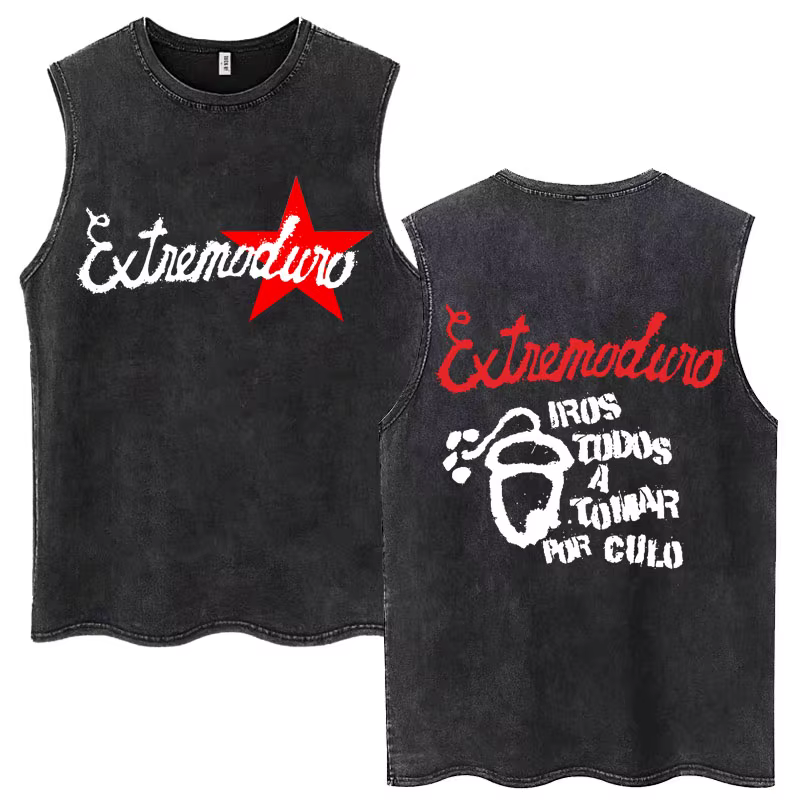 Rock Band Extremoduro Tour Débardeurs délavés Vêtements pour hommes Mode Harajuku Hip Hop T-shirts sans manches Gilets en coton amples décontractés