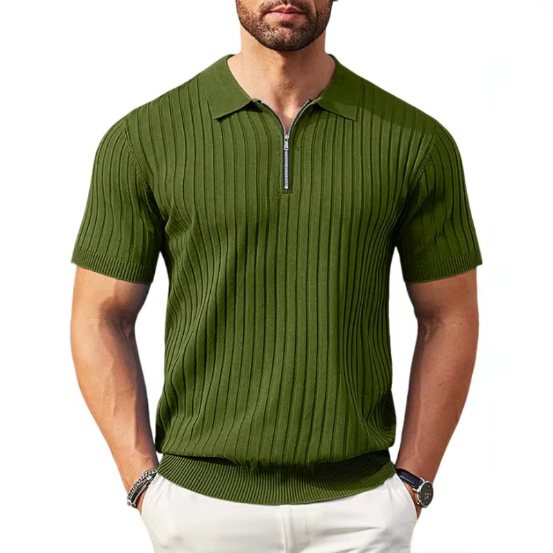 Polo en tricot côtelé pour homme