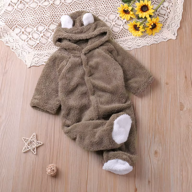 Humor ours automne dessin animé Style hiver à manches longues bébé garçons filles barboteuses enfant en bas âge enfants
