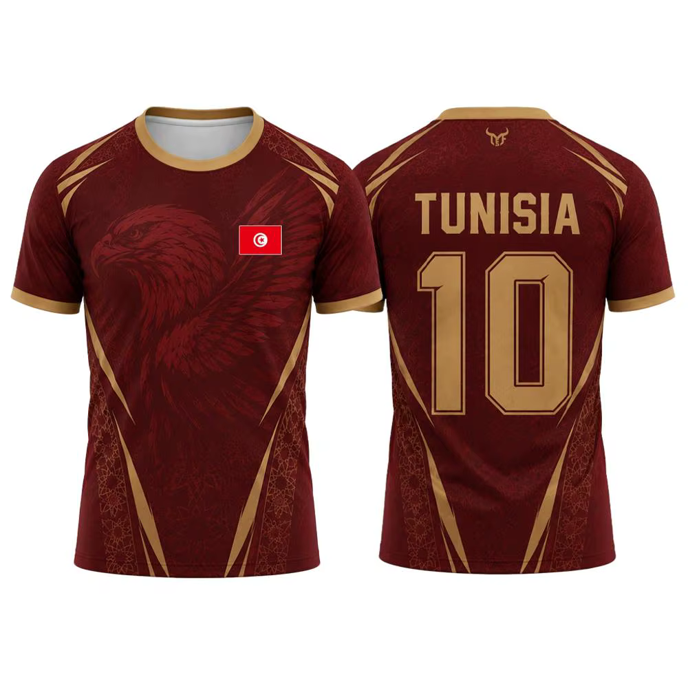 Nouveau maillot de football imprimé drapeau tunisien pour hommes