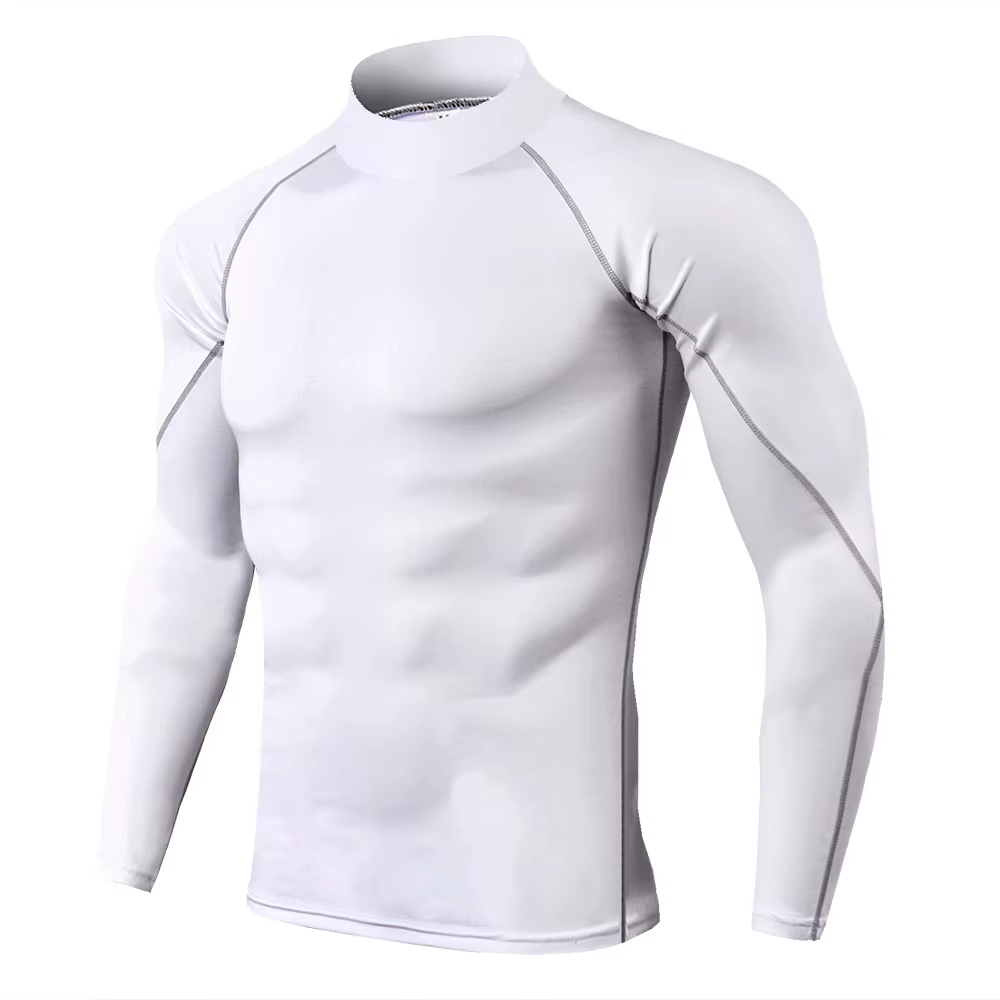 Compression t-shirt hommes à manches longues musculation Sport t-shirts décontracté séchage rapide gymnase Fitness