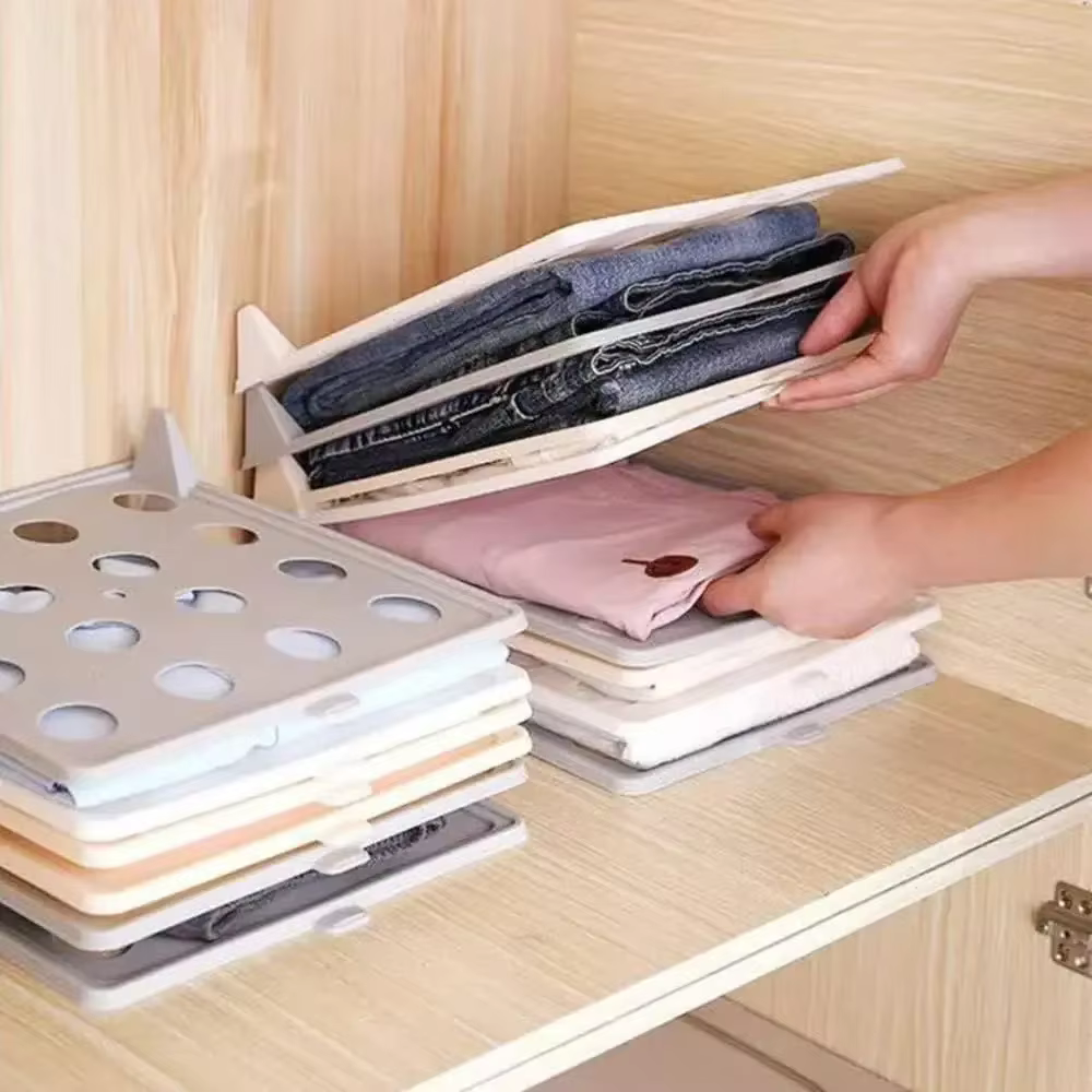Planche de rangement pour chemises, 20 pièces, organisateur de T-shirts empilable, planche à vêtements pliante, rangement de vêtements Portable multifonctionnel avec poignée