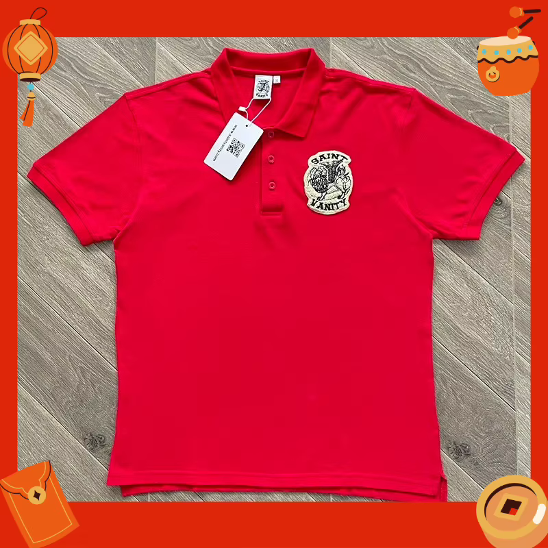 Polo décontracté en coton à manches courtes SAINT VANITY avec imprimé lettres simple