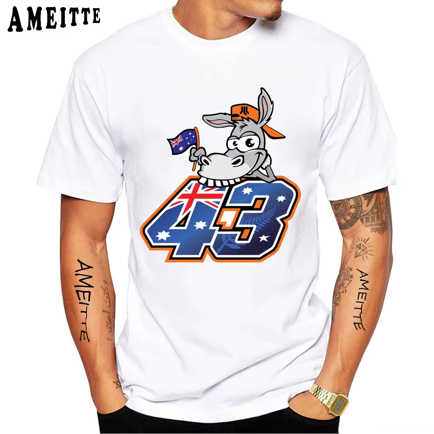 T-shirt de course Jack Miller 43 GP pour hommes, T-shirt à manches courtes pour garçons, T-shirt de sport d'aventure, Économie blancs décontractés pour motocyclistes, Nouveau