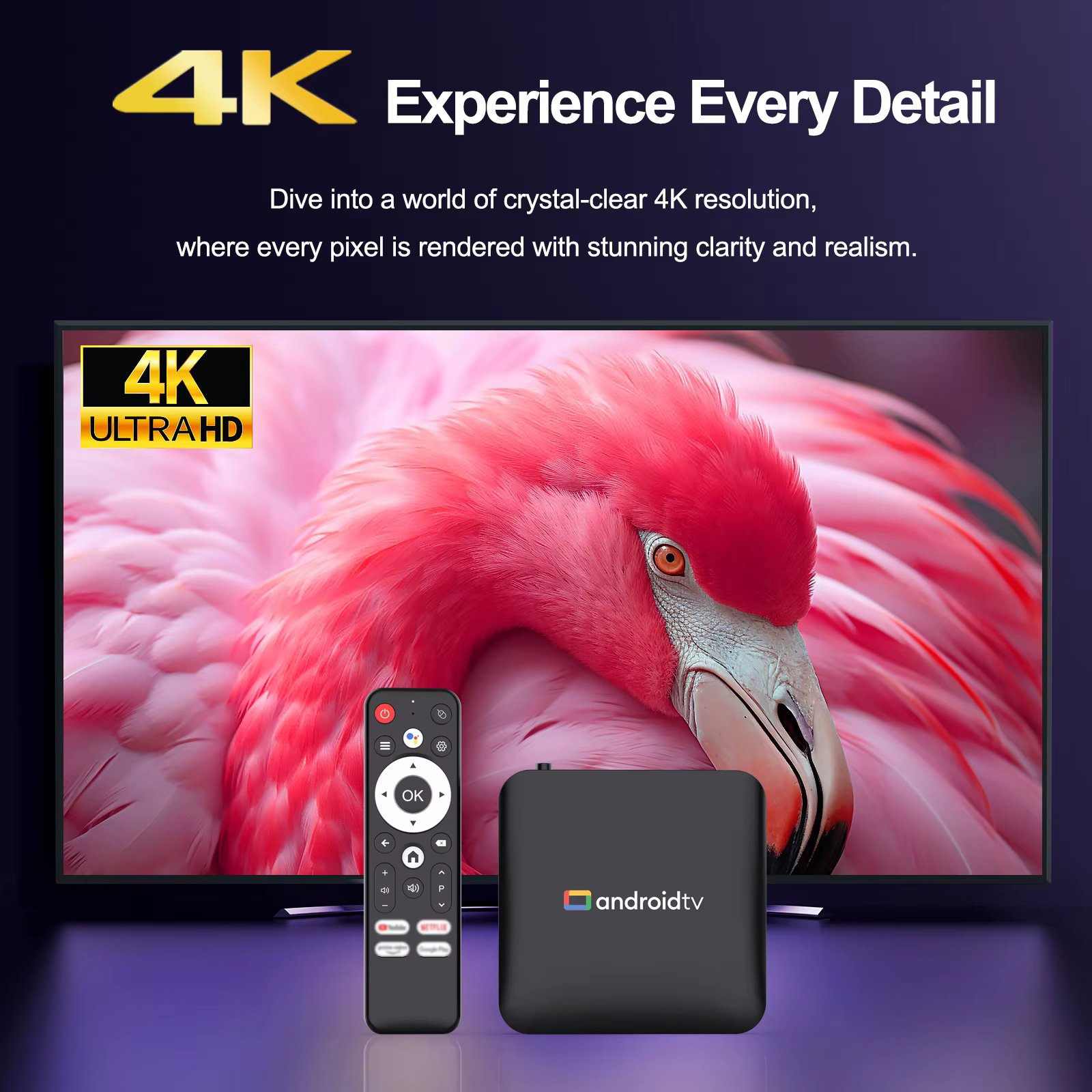 Décodeur TV Android 14 S905L3 H96 MAX 4K avec Wi-Fi 2.4G/5G et télécommande vocale, Lecteur multimédia intelligent pour la maison
