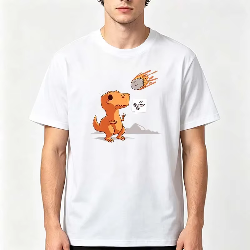 T-shirts imprimés dinosaures orange pour hommes et femmes