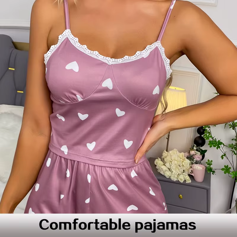 Haut et short College en dentelle à col en V pour femme