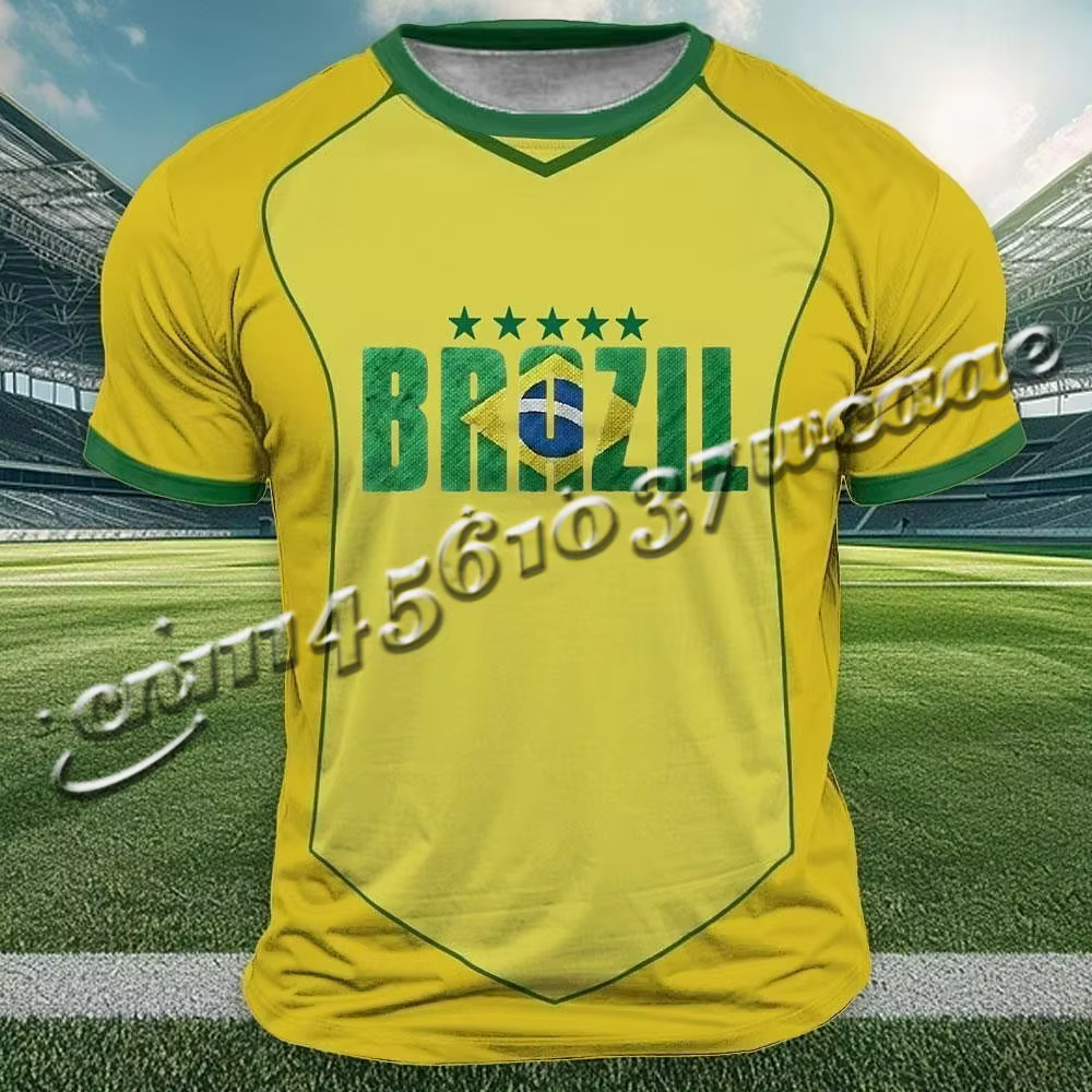 T-shirt imprimé drapeau du Brésil 2026 pour hommes