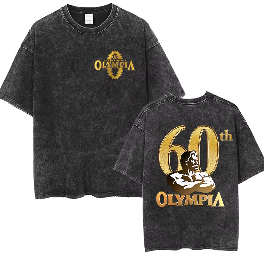 T-shirt graphique vintage délavé pour homme Olympia Gym 2026
