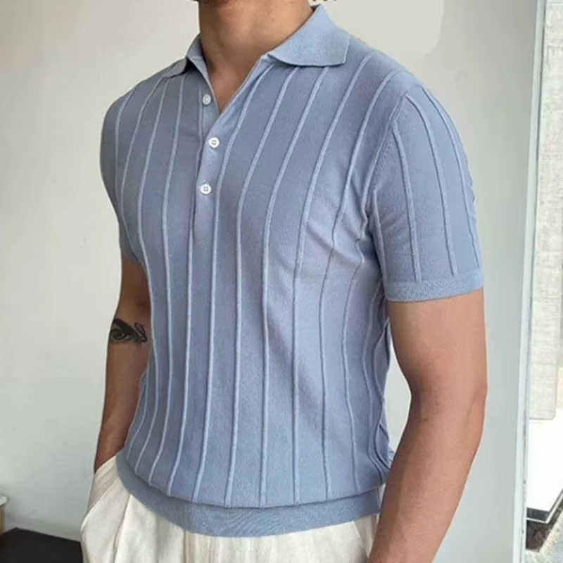 Polo à manches courtes pour hommes avec col à revers