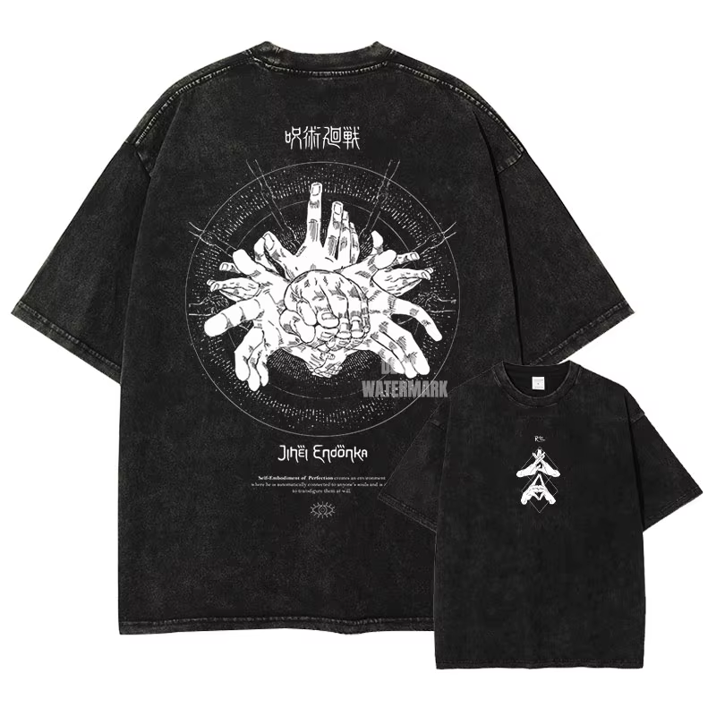 Choso T-shirts Gojo Unlimited Void Oversized Vintage Washed T Shirt Manga Short Sleeve Retro