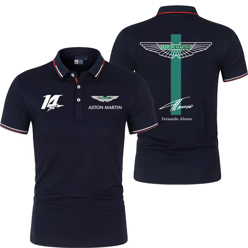 Polo de sport d'été pour hommes de l'équipe Aston Martin Racing Fernando Alonso