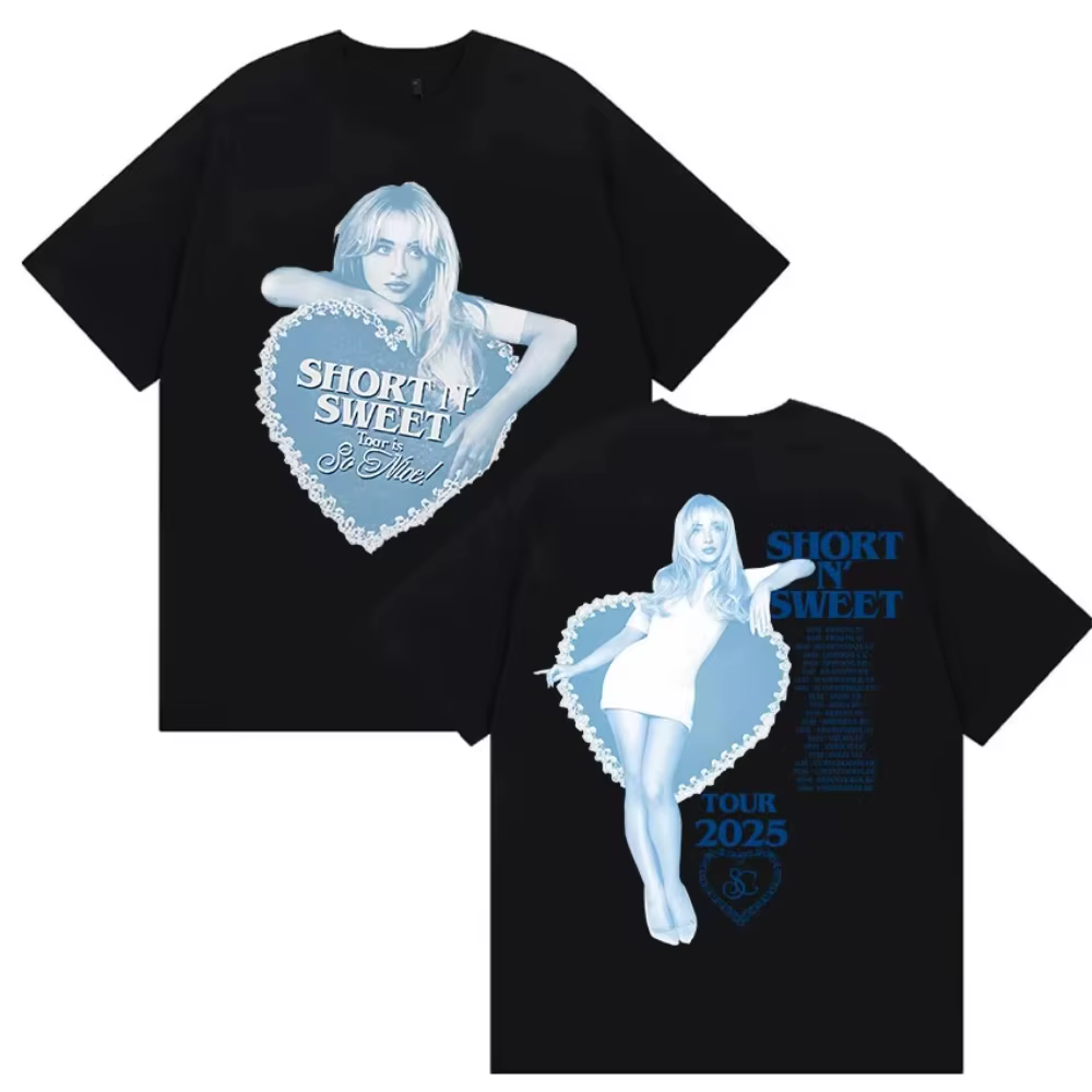 T-shirt Sabrina Carpenter 2026 Nouveau Short N' Sweet en mélange de coton pour hommes et femmes