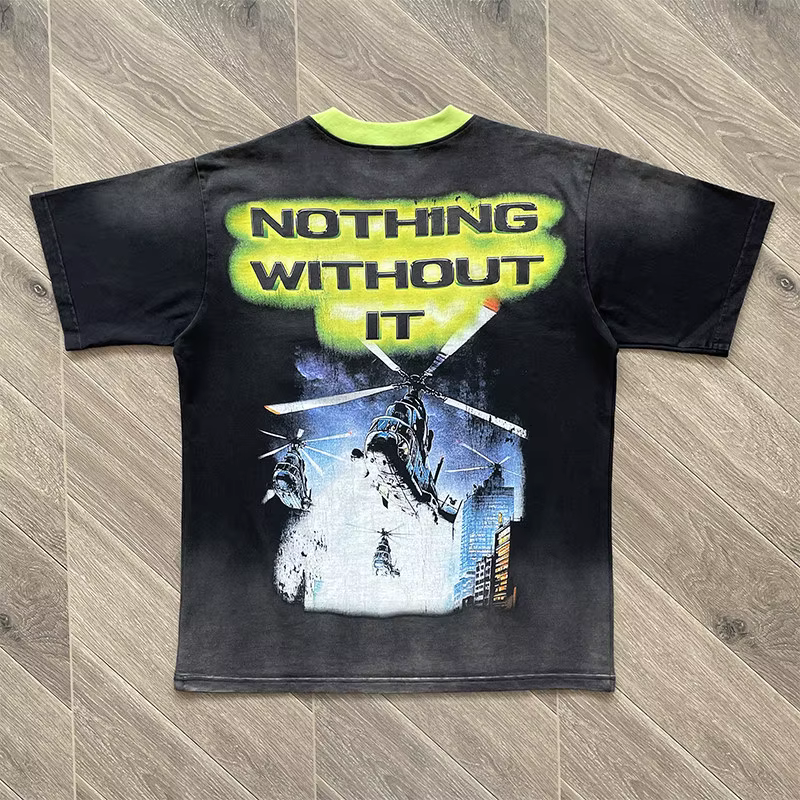 T-shirt décontracté à manches courtes pour hommes et femmes Vertabrae American Street Dark Rap Day Foot VERTEE5